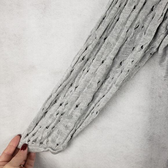 Maurices Women's 3X Open Front Cardigan Sweater Light Gray Pointelle Knit Sleeve - Picture 2 of 9